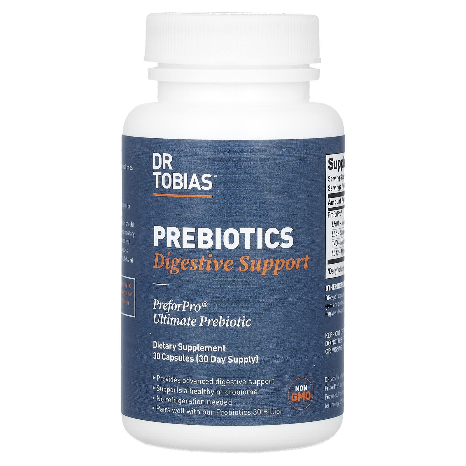Dr. Tobias Advanced Prebiotics for Healthy Digestion, 30 Capsules - Image 1