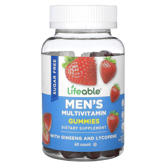 Lifeable, Men's Multivitamin Gummies, Sugar Free, Natural Strawberry, 60 Gummies - Image 1