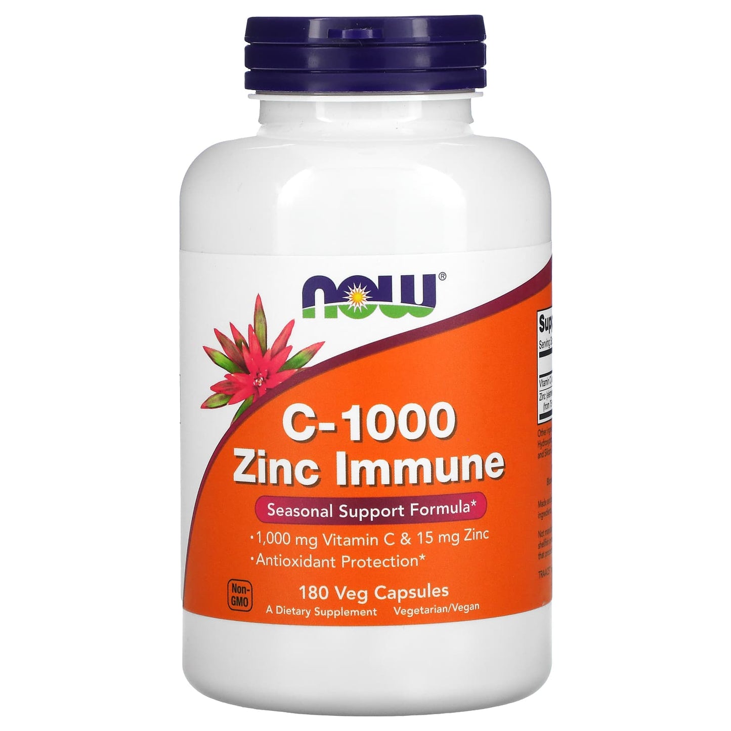NOW Foods, C-1000 Zinc Immune , 180 Veg Capsules - Image 1
