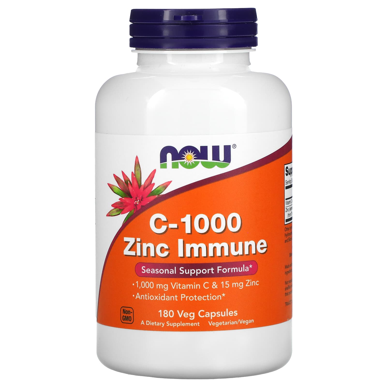 NOW Foods, C-1000 Zinc Immune , 180 Veg Capsules - Image 1