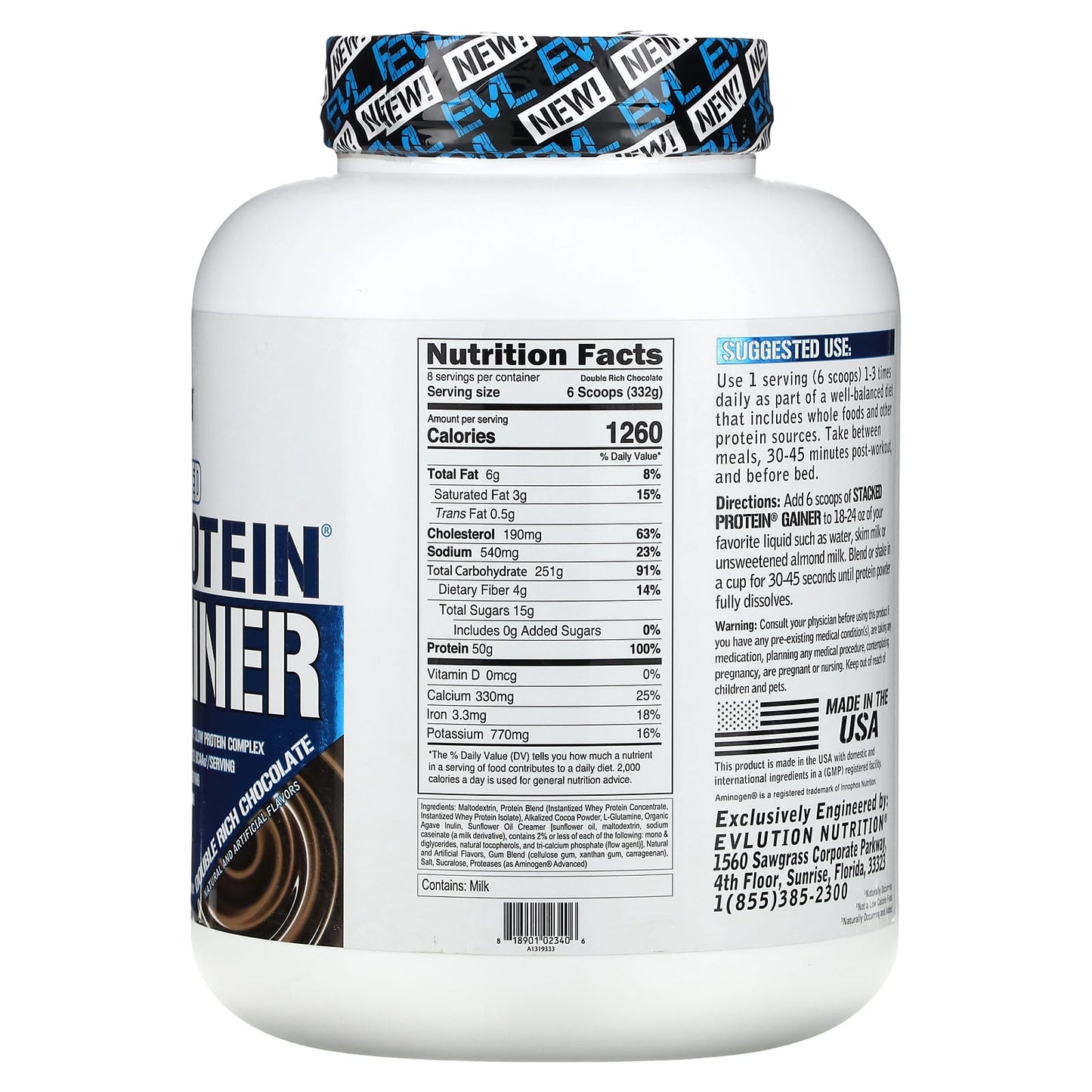 EVLution Nutrition Stacked Protein Gainer Double Rich Chocolate 6 lbs - Image 2