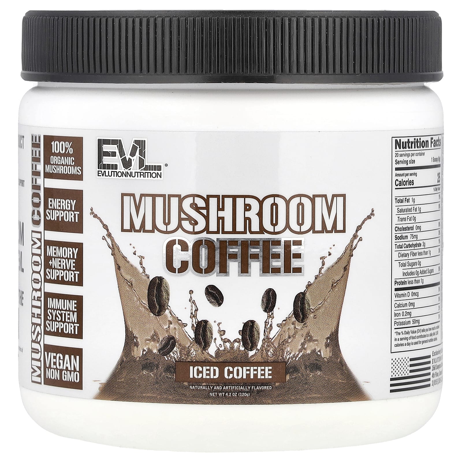 EVLution Nutrition Mushroom Coffee: Boost Energy & Immunity - Image 1