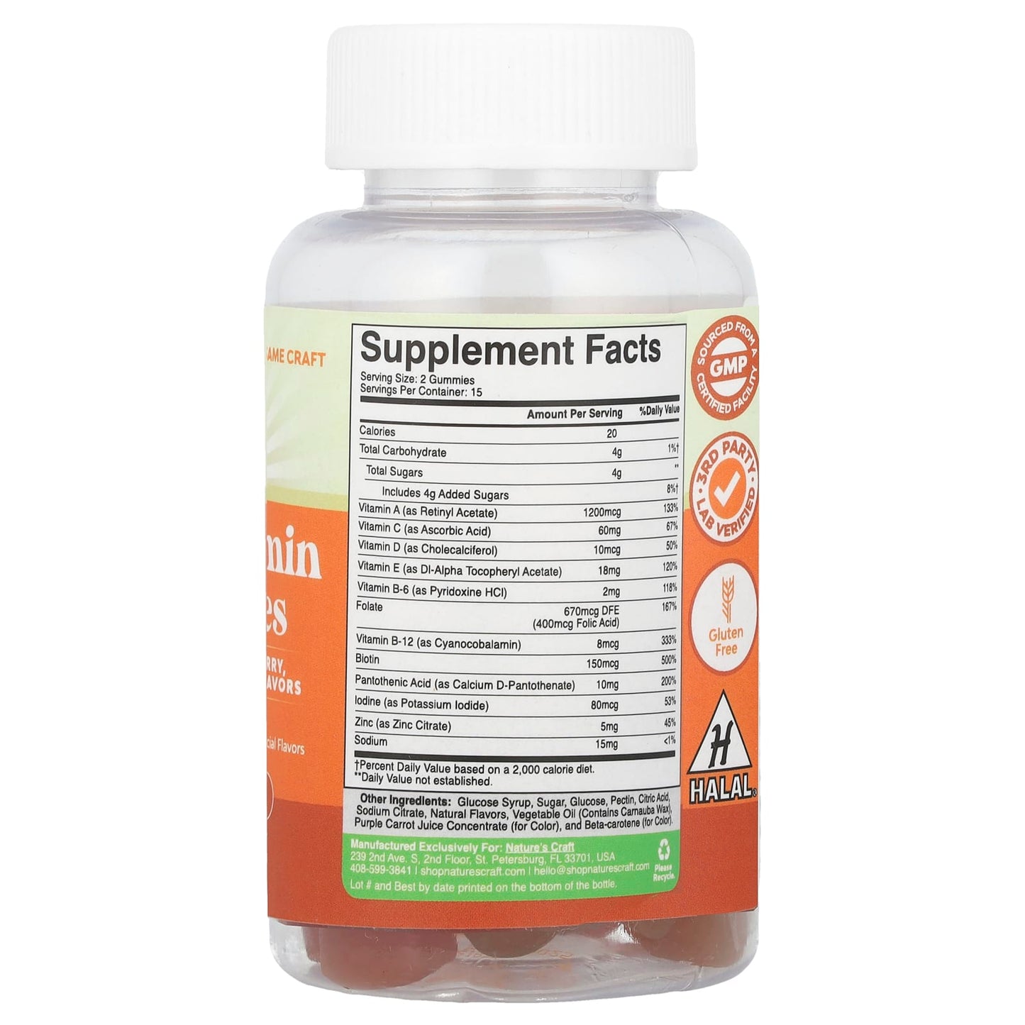 Nature's Craft, Multivitamin Gummies, Orange, Cherry, Strawberry, 30 Gummies - Image 2