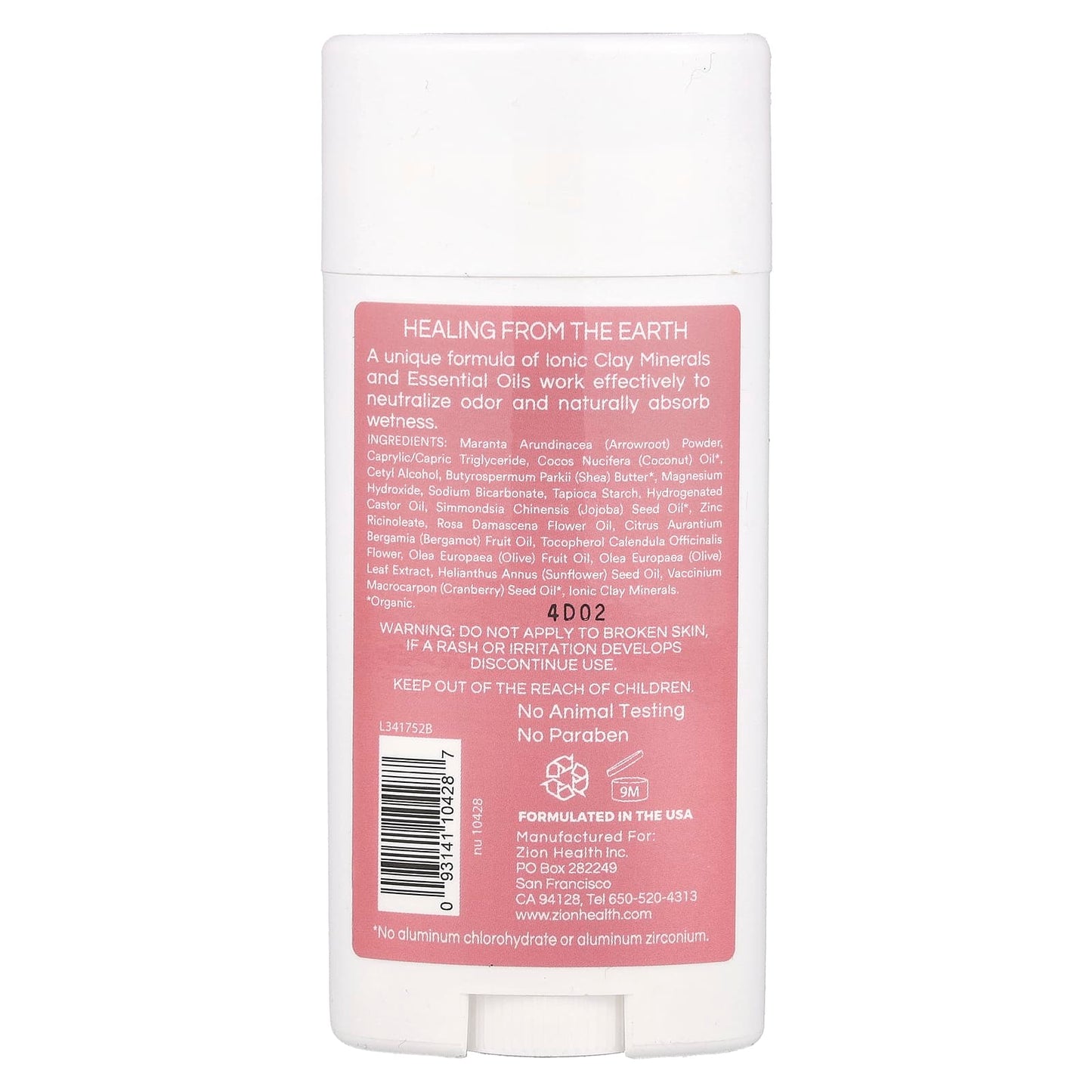Zion Health, Bold, ClayDry Deodorant, Bergamot Rose, 2.8 oz (80 g) - Image 2