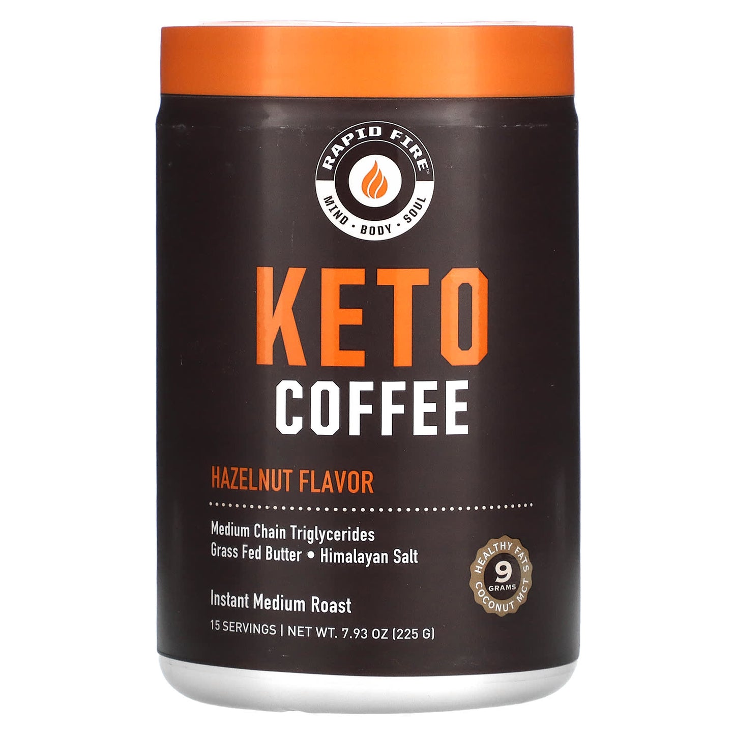 RAPIDFIRE, Keto Coffee, Hazelnut, Instant, Medium Roast, 7.93 oz (225 g) - Image 1