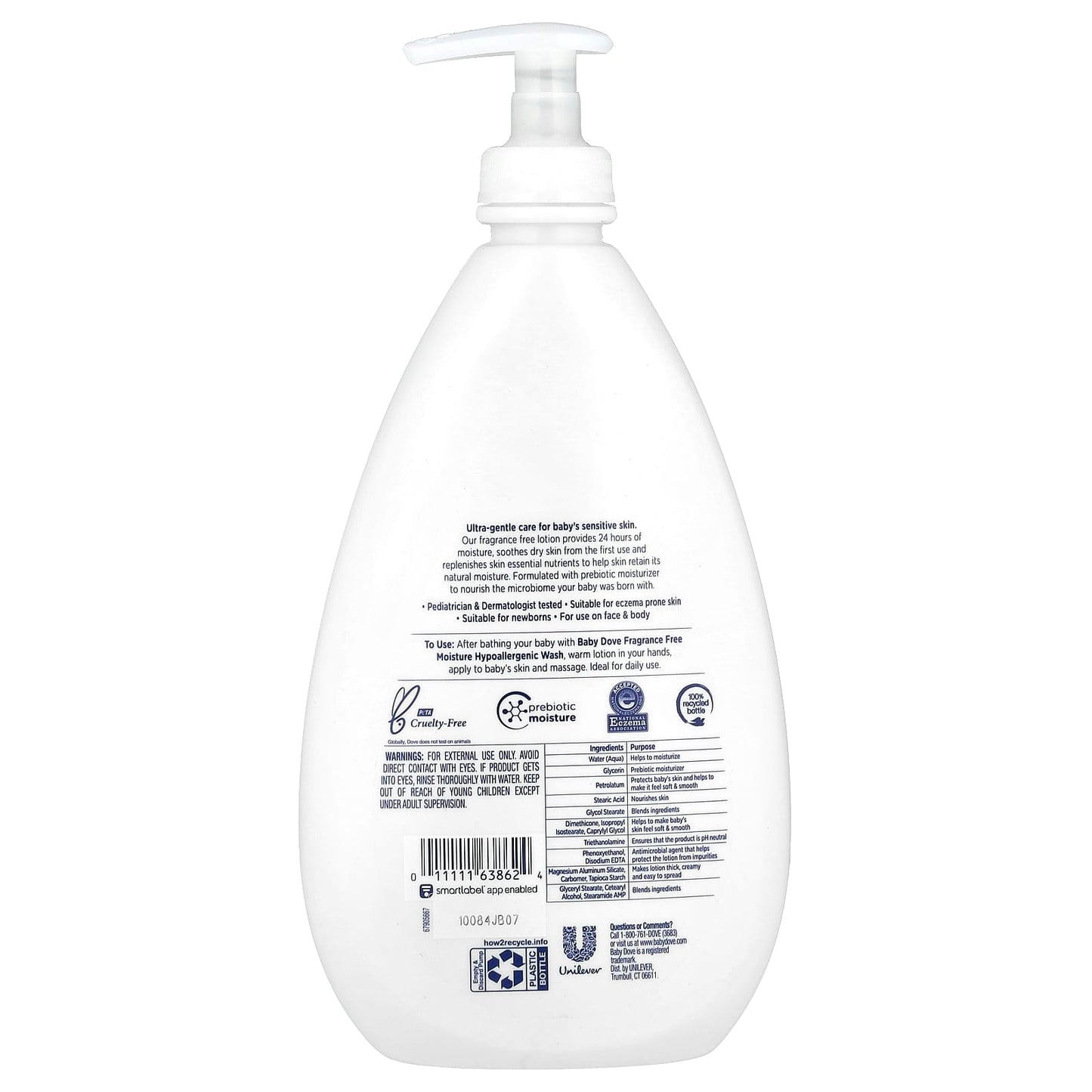 Dove Baby Sensitive Skin Care, Fragrance Free Lotion, 20 fl oz - Image 2