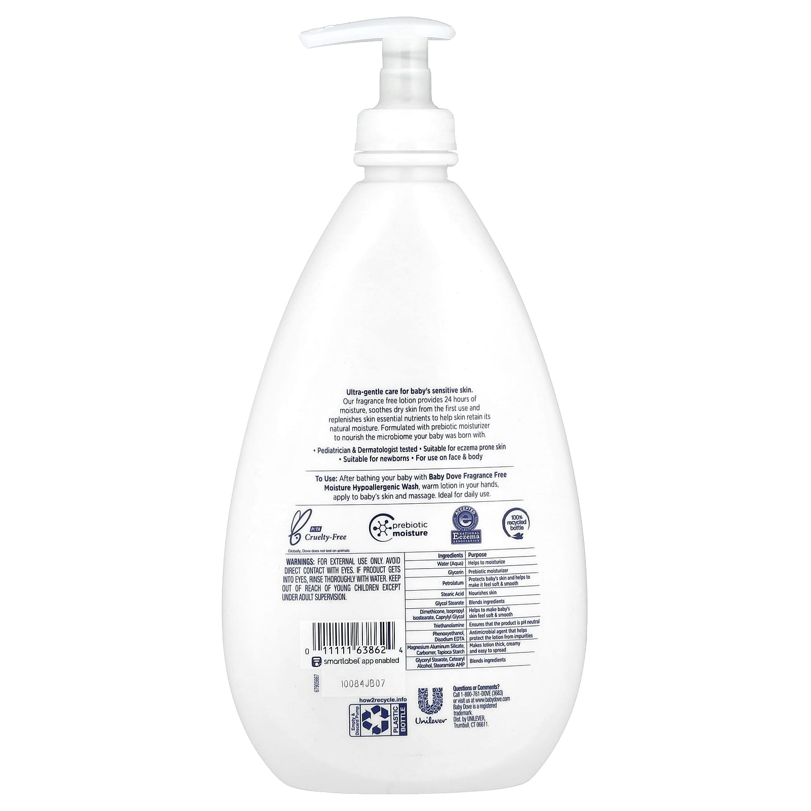 Dove Baby Sensitive Skin Care, Fragrance Free Lotion, 20 fl oz - Image 2