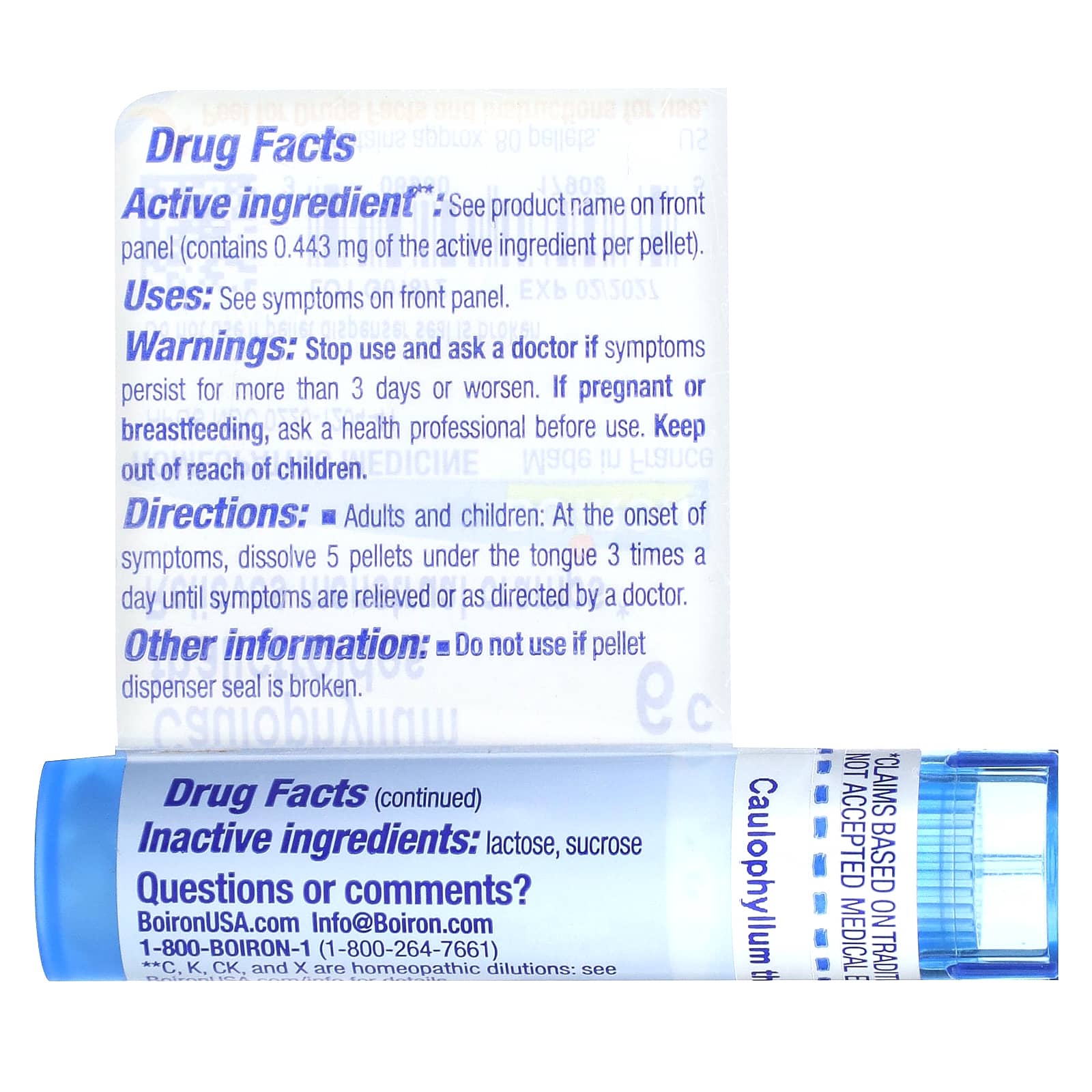 Boiron Caulophyllum Thalictroides 6C Cramp Relief Pellets - Image 2