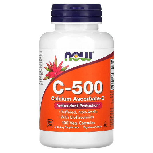 NOW Foods, C-500, Calcium Ascorbate-C, 100 Veg Capsules - Image 1