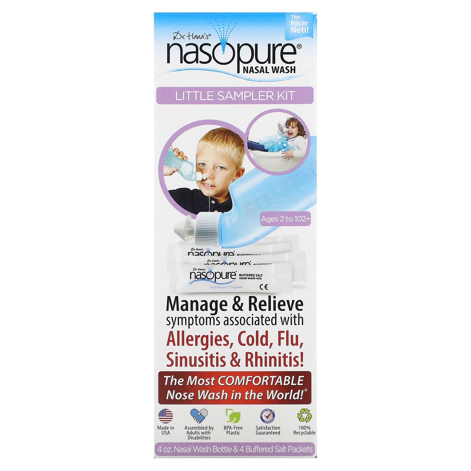 Nasopure, Dr. Hana's Nasal Wash, Little Sampler Kit, Ages 2 to 102+, 6 Piece Kit - Image 1
