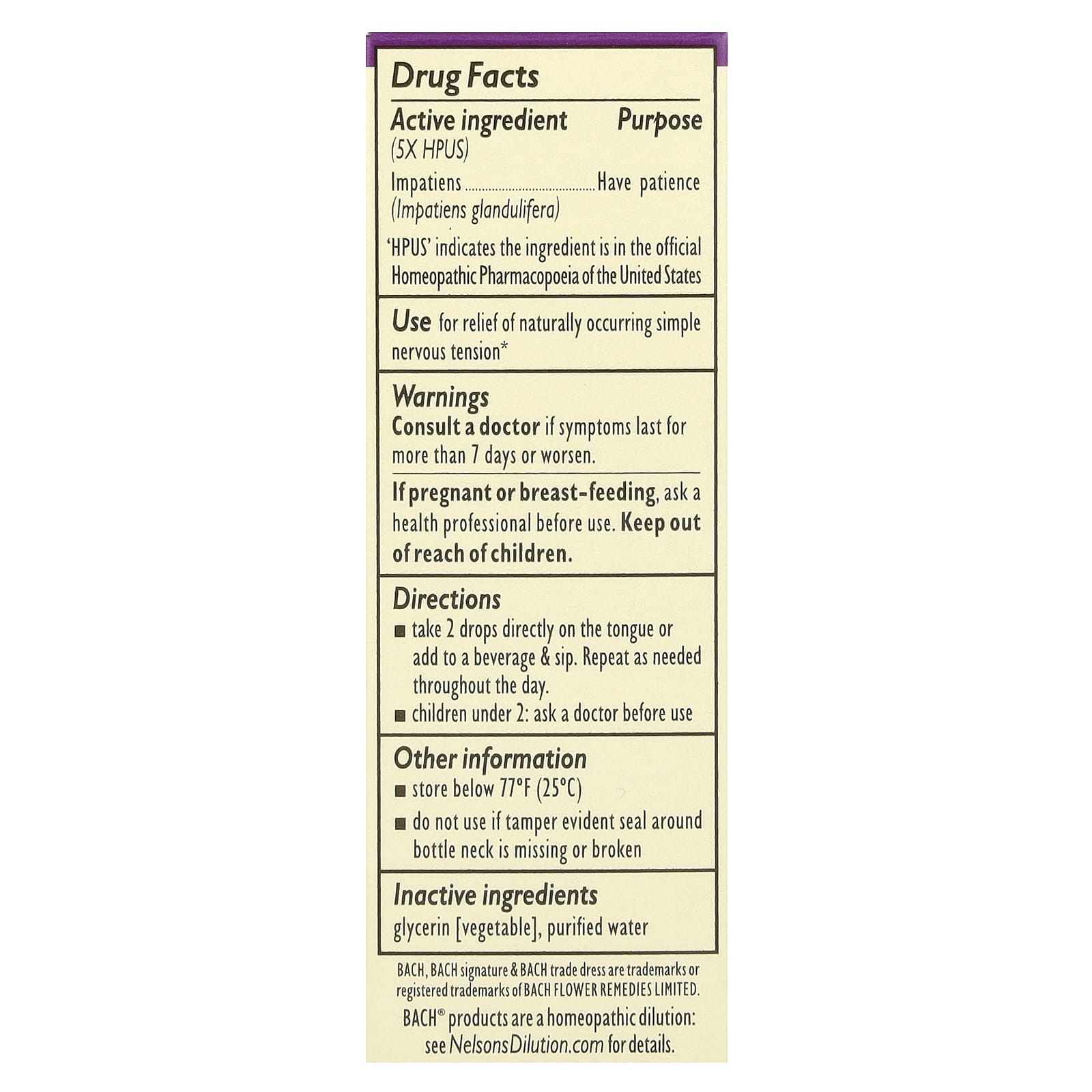 Bach Original Flower Remedies Impatiens for Emotional Balance - 0.35 fl oz - Image 2