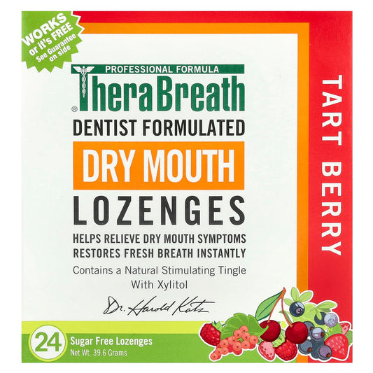 TheraBreath, Dry Mouth Lozenges, Tart Berry, 24 Sugar Free Lozenges - Image 1