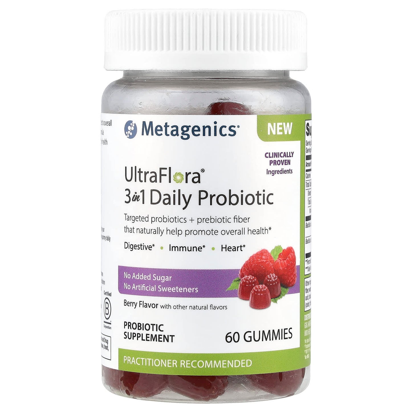 Metagenics, UltraFlora® 3in1 Daily Probiotic, Berry, 60 Gummies - Image 1