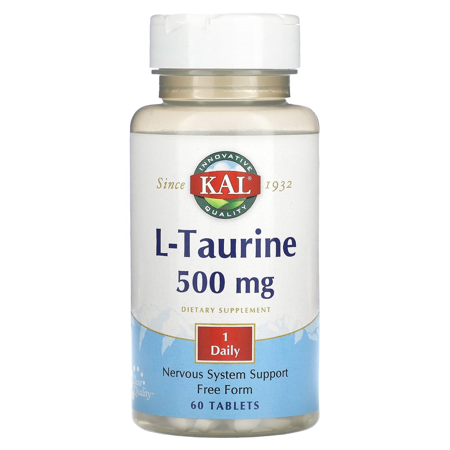 KAL L-Taurine 500mg, 60 Tablets for Nervous System Support - Image 1