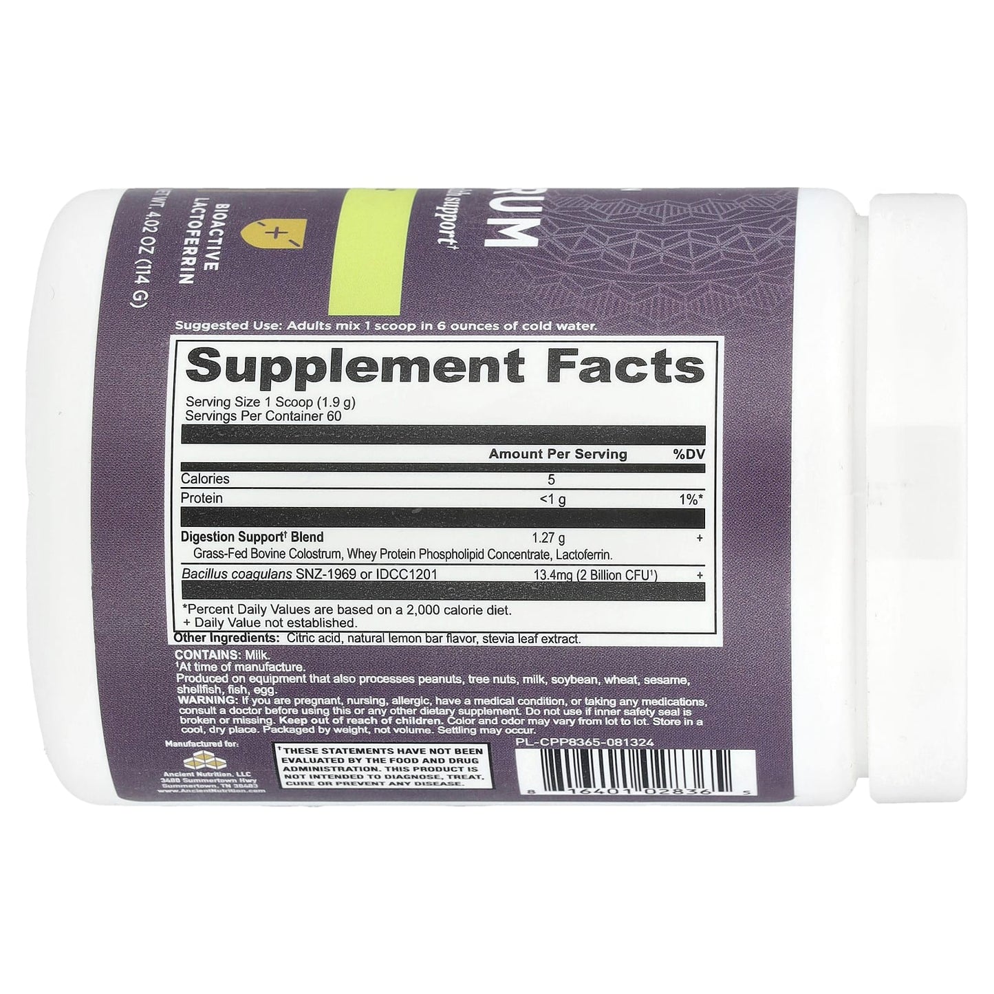 Ancient Nutrition Grass-Fed Colostrum Supplement with 2 Billion CFU Probiotics - Image 2