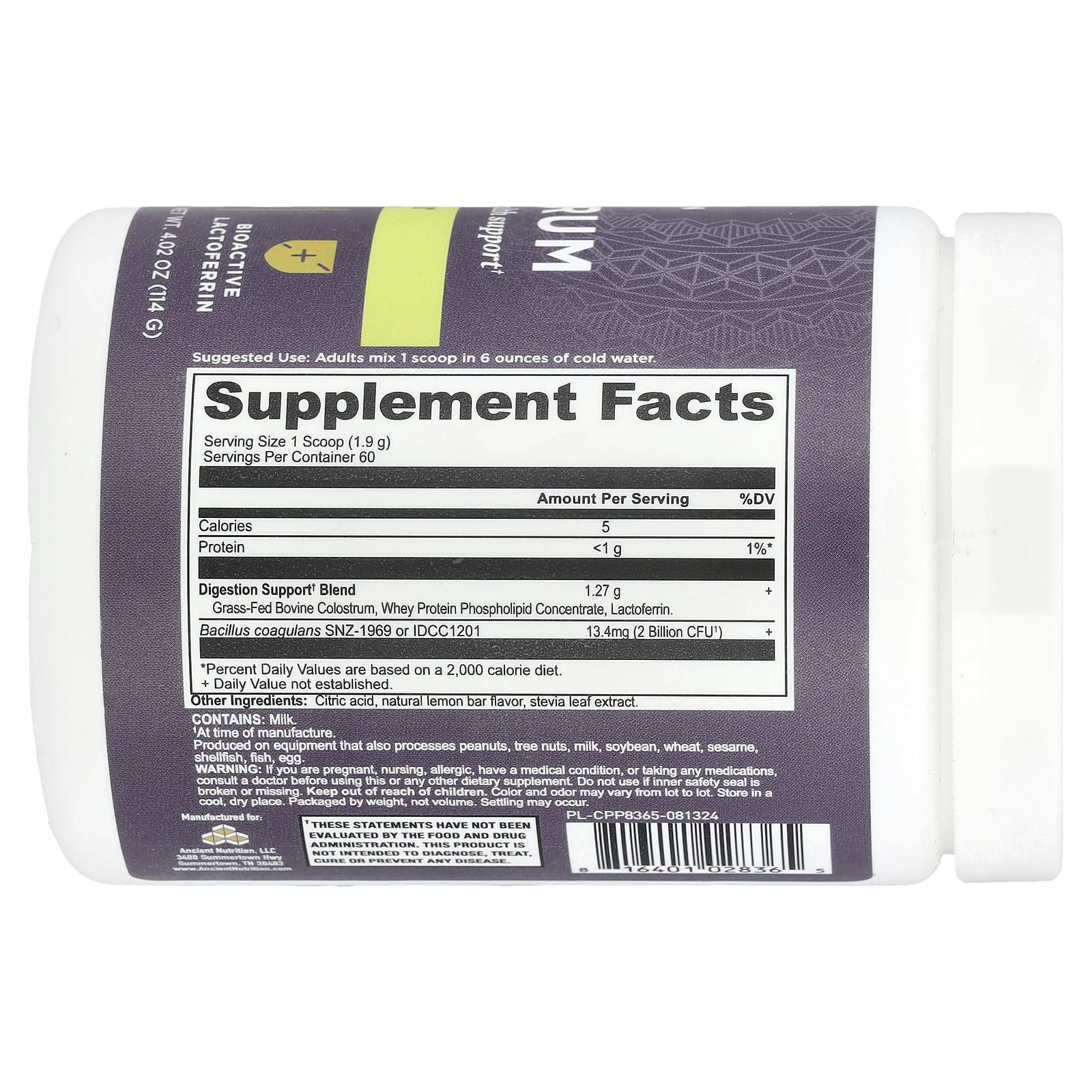 Ancient Nutrition Grass-Fed Colostrum Supplement with 2 Billion CFU Probiotics - Image 2