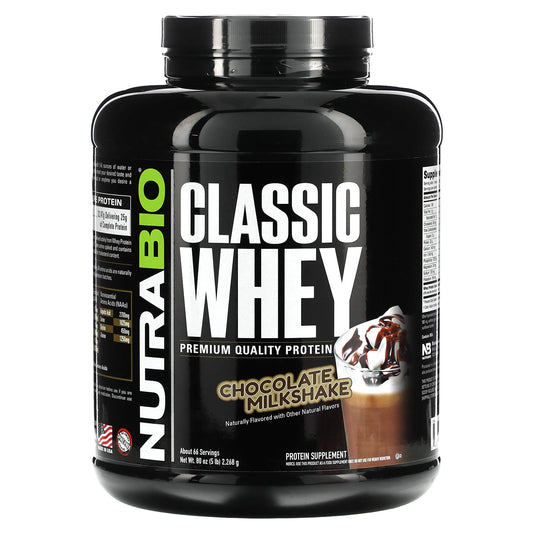 NutraBio, Classic Whey Protein, Chocolate Milkshake, 5 lbs (2,268 g) - Image 1