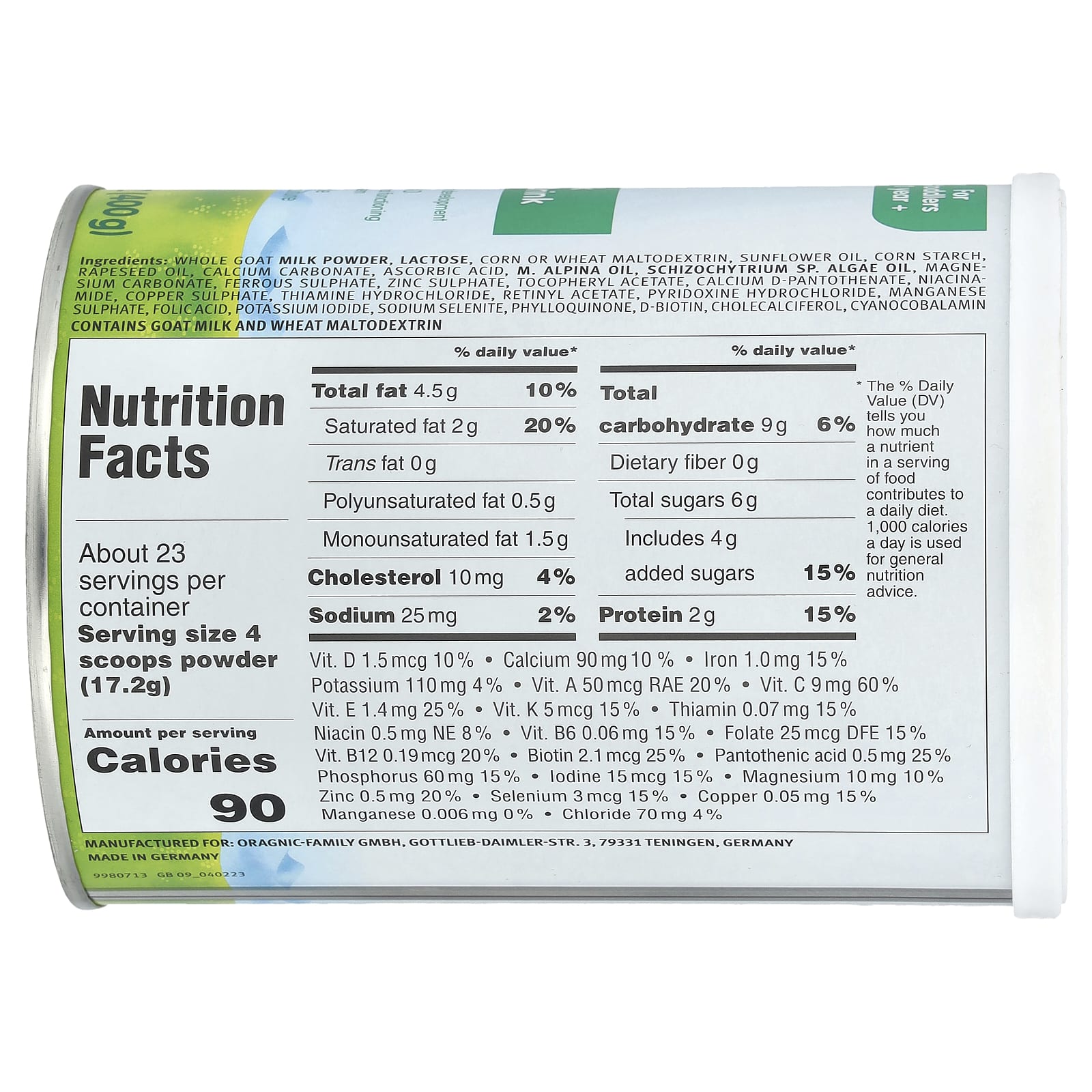 Nourishing Holle Goat Milk Toddler Drink, 1 Year+, 14.1 oz (400g) - Image 2