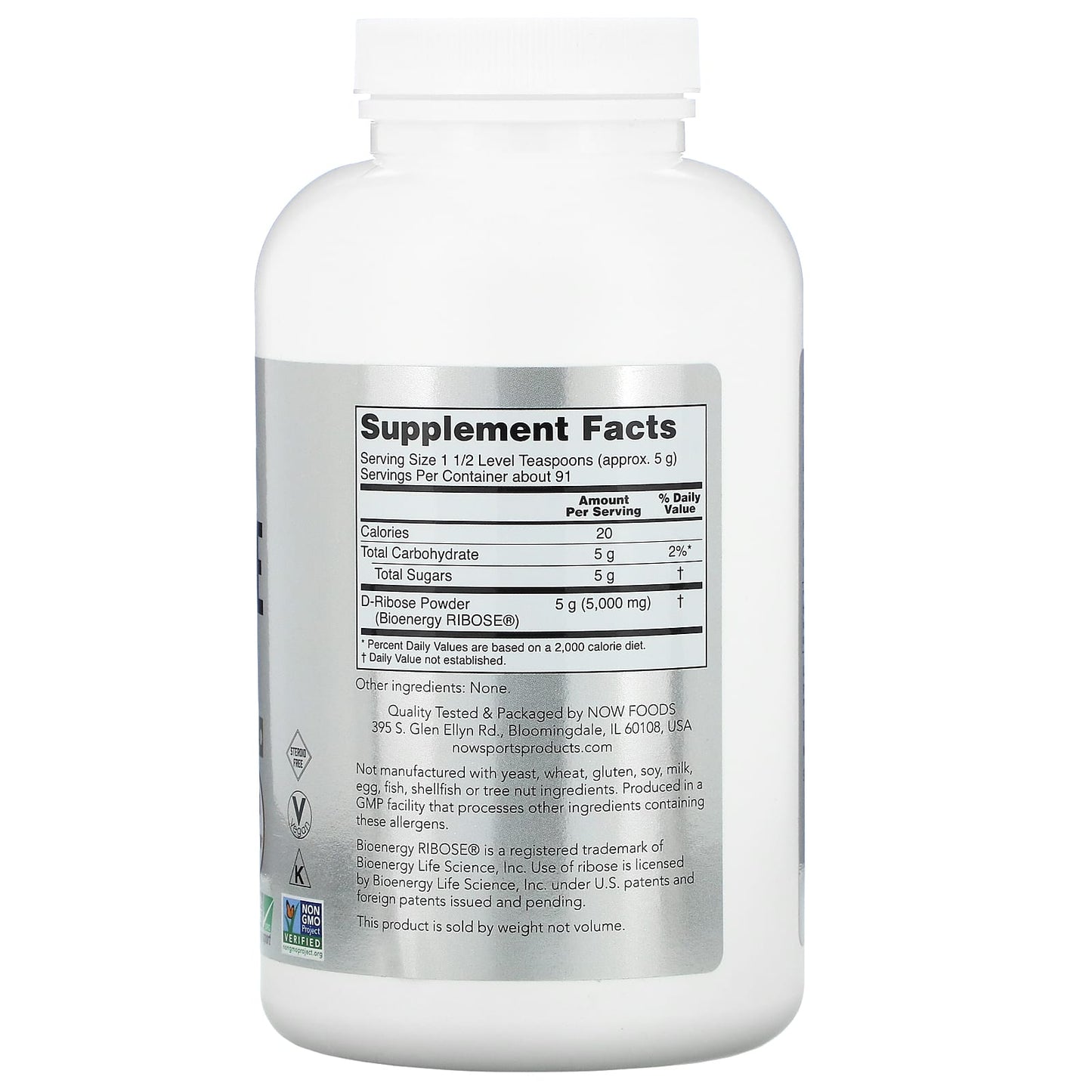 NOW Foods, Sports, D-Ribose Powder, 1 lb (454 g) - Image 2