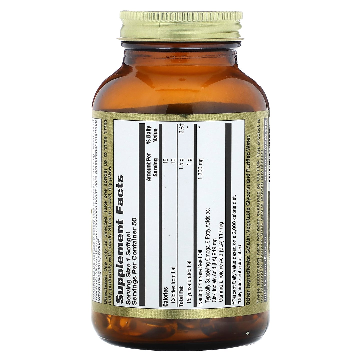 LifeTime Vitamins, Evening Primrose Seed Oil , 1,300 mg , 50 Softgels - Image 2
