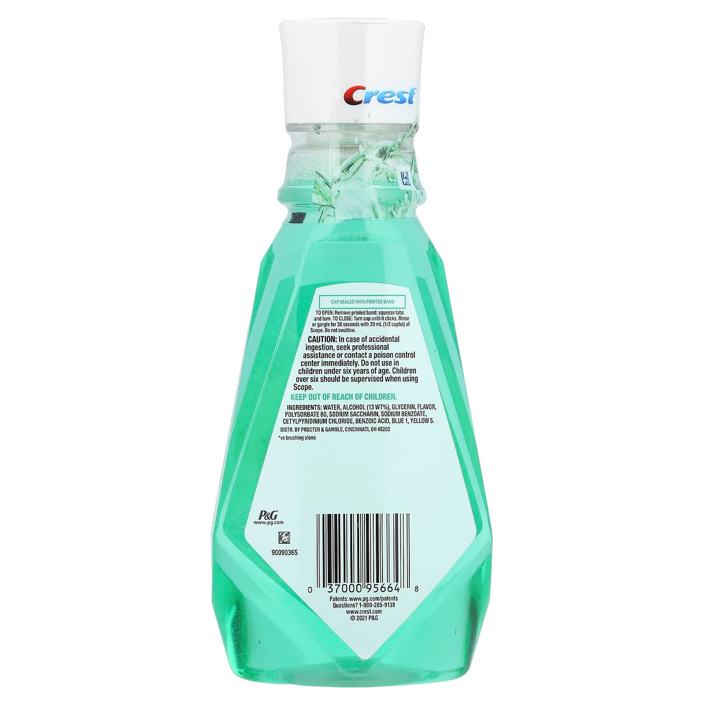 Crest Fresh Mint Mouthwash with Outlast, 16.9 fl oz - Image 2