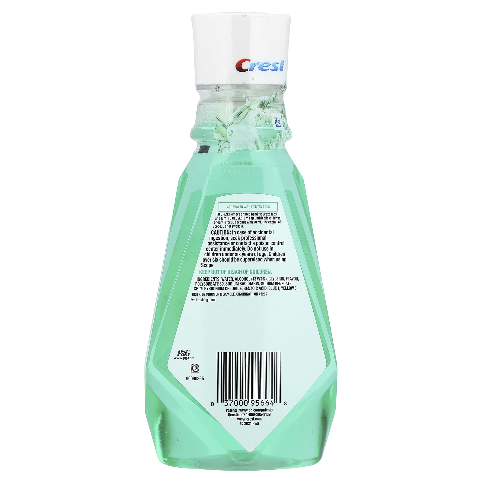 Crest Fresh Mint Mouthwash with Outlast, 16.9 fl oz - Image 2