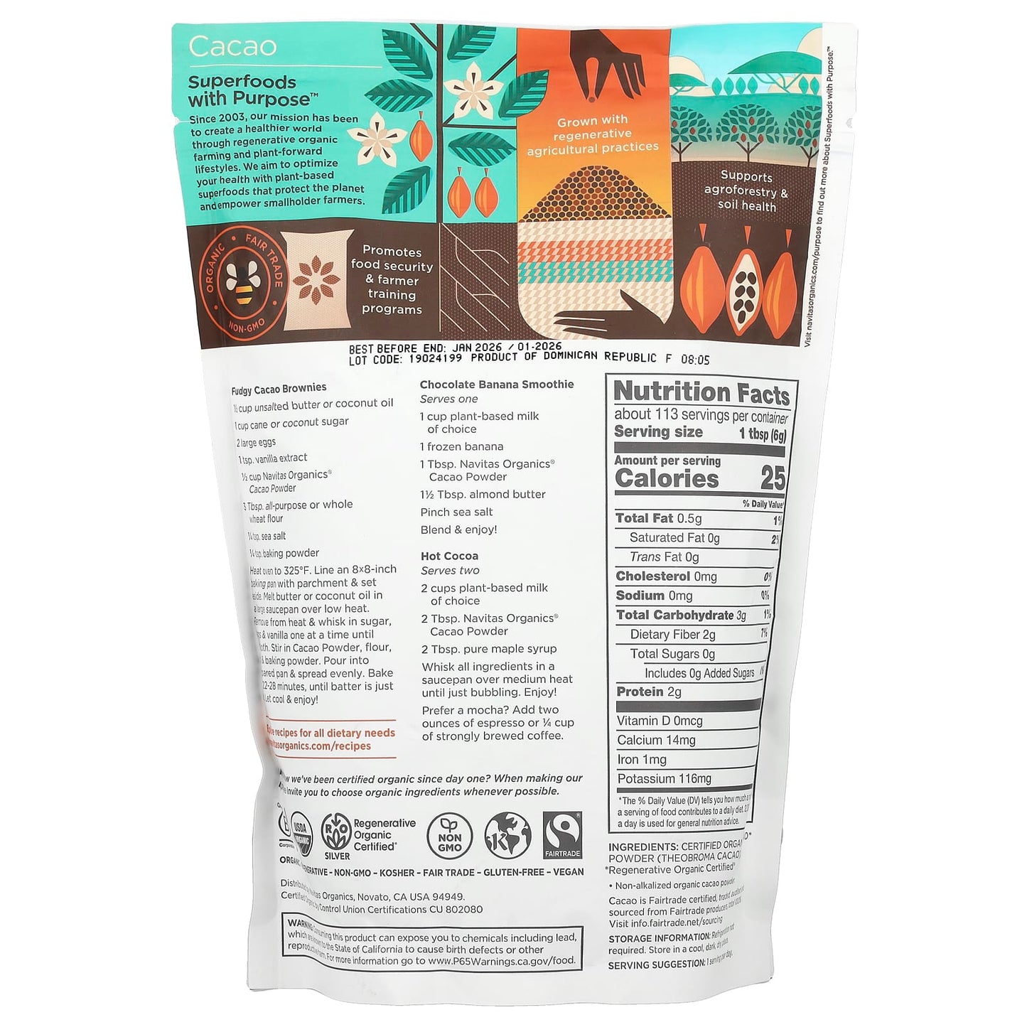Navitas Organics, Organic Cacao Powder, Unsweetened, 24 oz (680 g) - Image 2