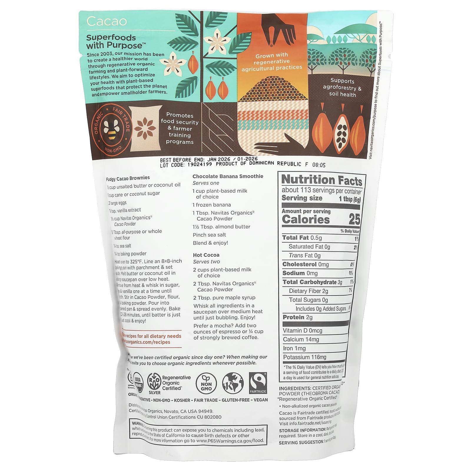 Navitas Organics, Organic Cacao Powder, Unsweetened, 24 oz (680 g) - Image 2