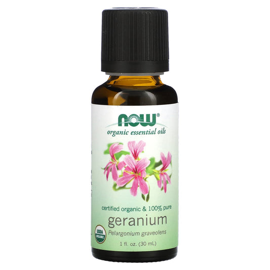 NOW Foods, Organic Essential Oils, Geranium, 1 fl oz (30 ml) - Image 1