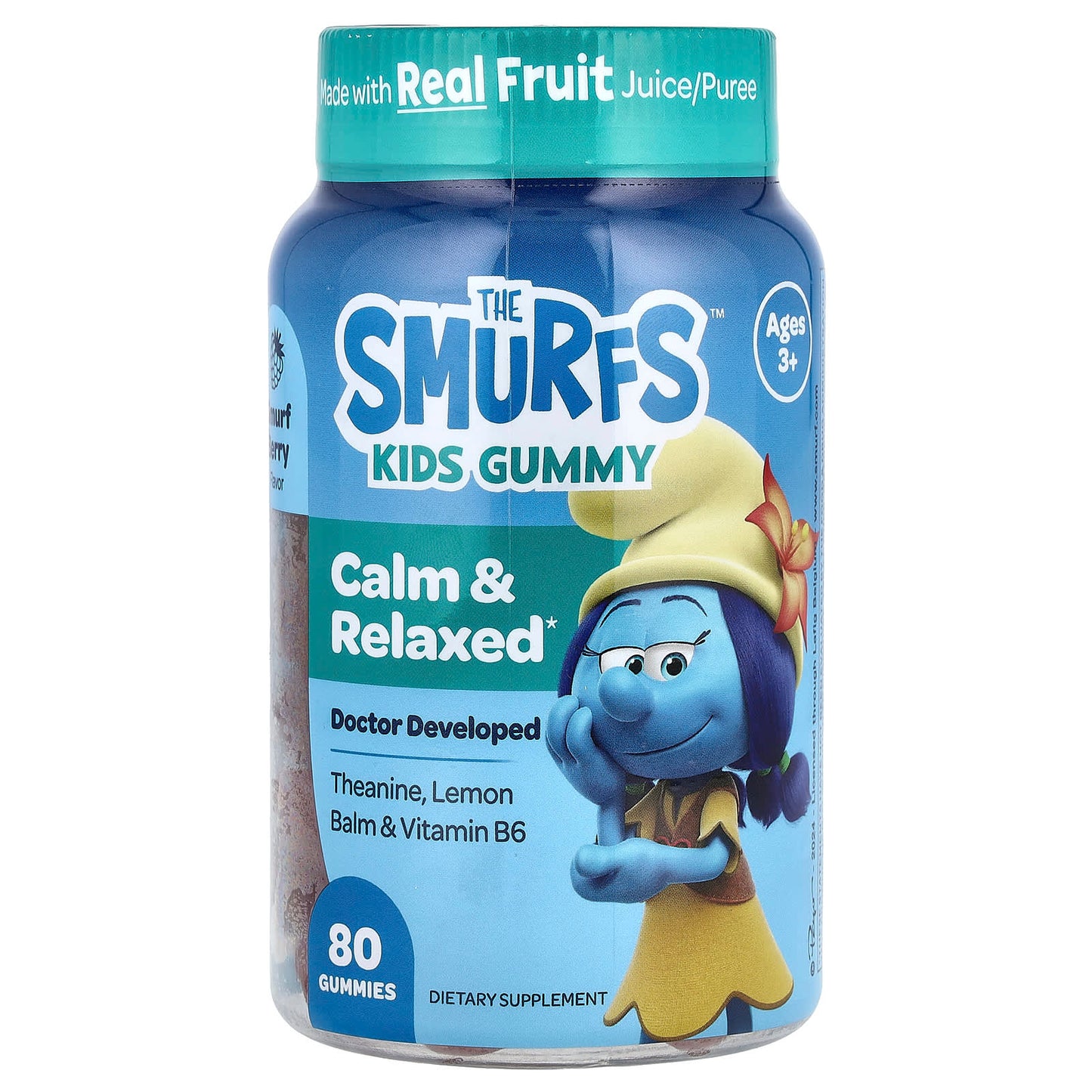 The Smurfs, Kids Gummy, Calm & Relaxed, Ages 3+, Smurf Berry, 80 Gummies - Image 1