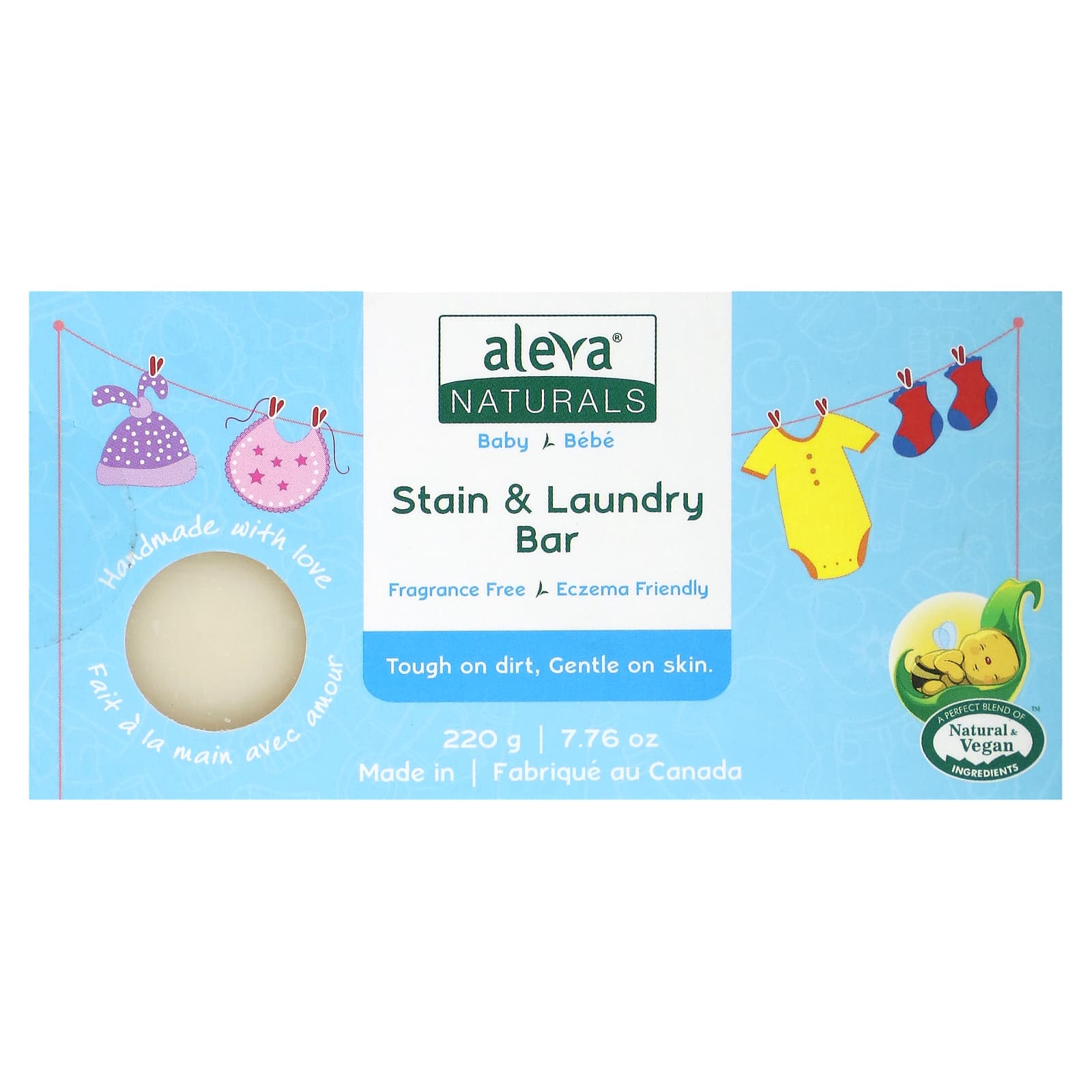 Natural Stain Remover Bar for Babies | Fragrance Free | Aleva Naturals - Image 1
