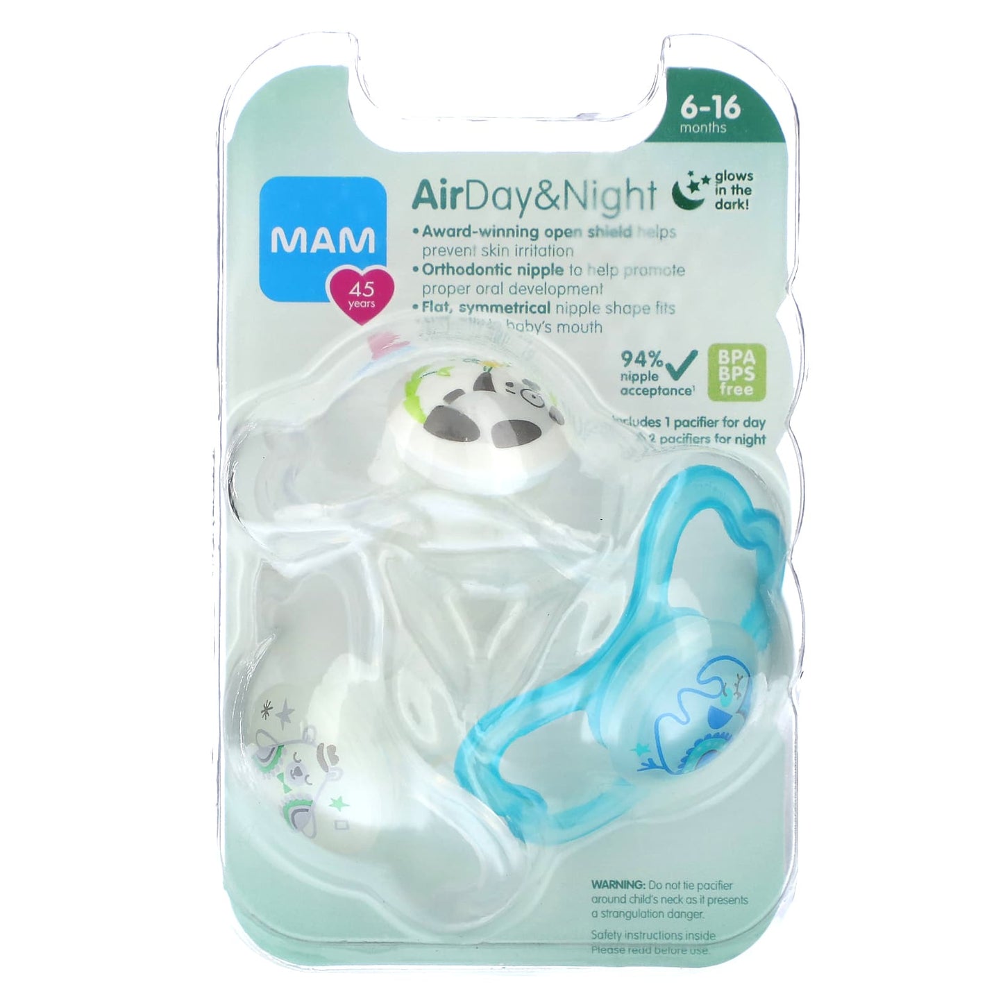 MAM, Air Day & Night Pacifier, 6-16 Months, 3 Count - Image 1