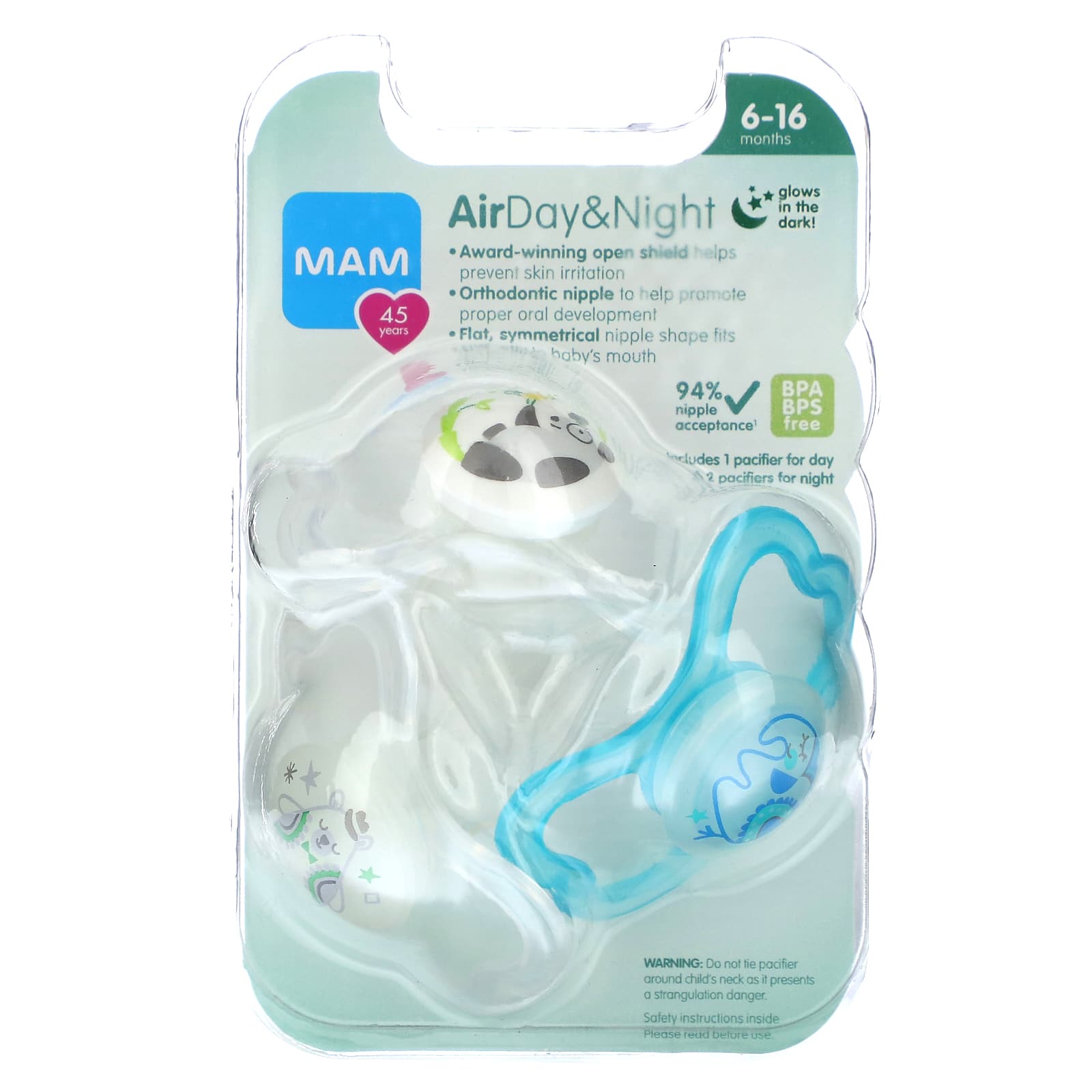 MAM, Air Day & Night Pacifier, 6-16 Months, 3 Count - Image 1