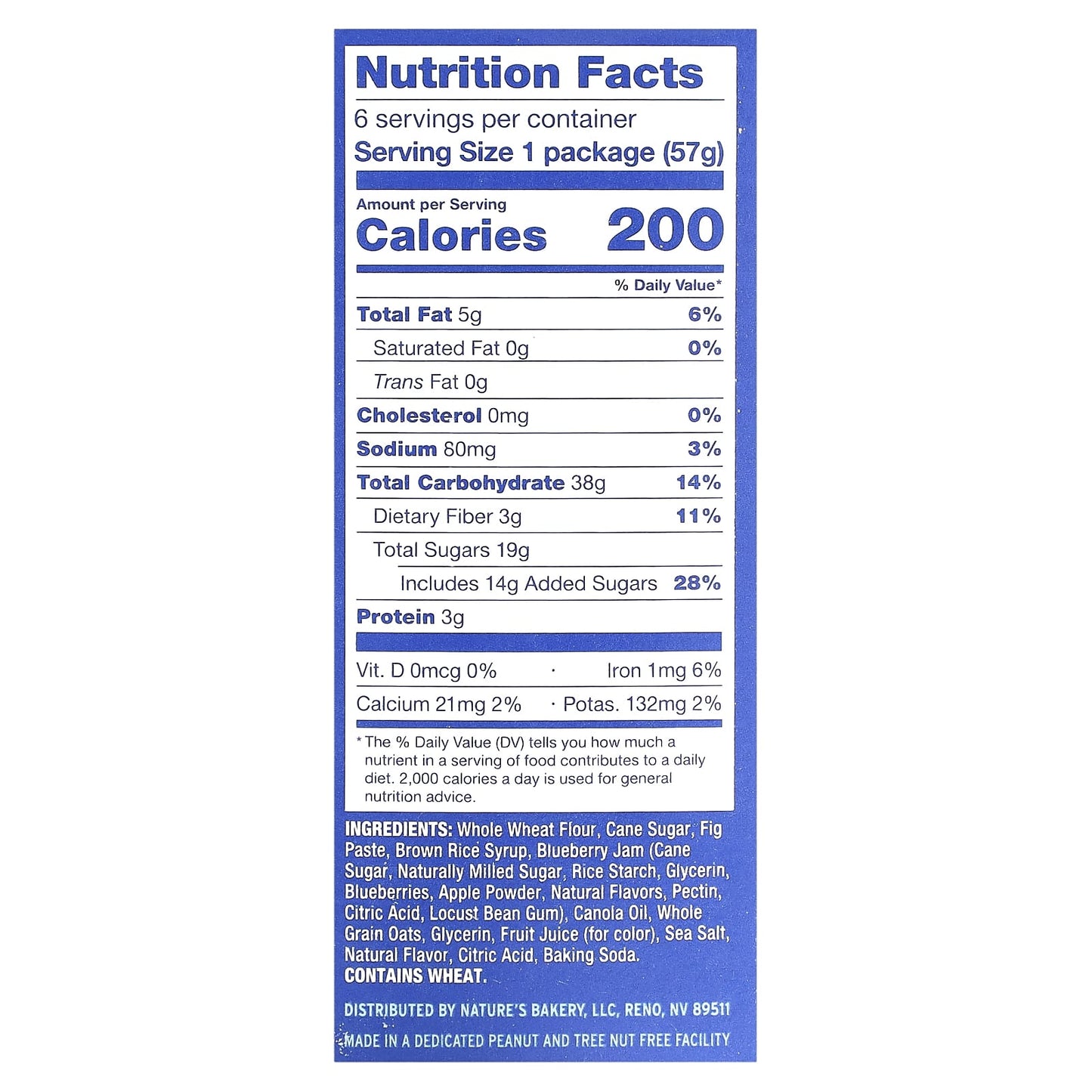 Nature's Bakery, Fig Bar, Blueberry, 6 Twin Packs, 2 oz (57 g) Each - Image 2