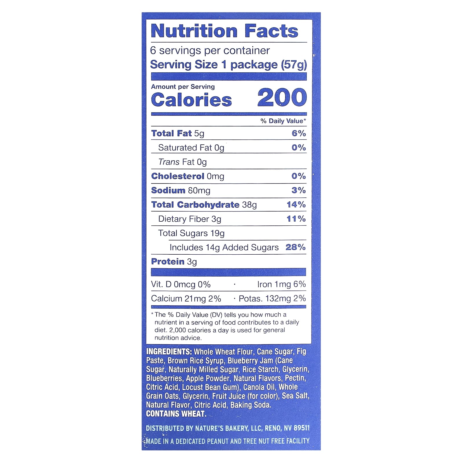 Nature's Bakery, Fig Bar, Blueberry, 6 Twin Packs, 2 oz (57 g) Each - Image 2