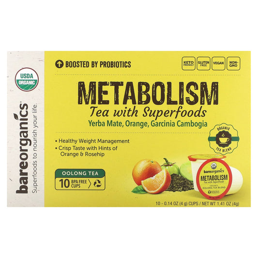 BareOrganics Metabolism Tea with Superfoods - 10 Cups - Boosts Healthy Weight - Image 1