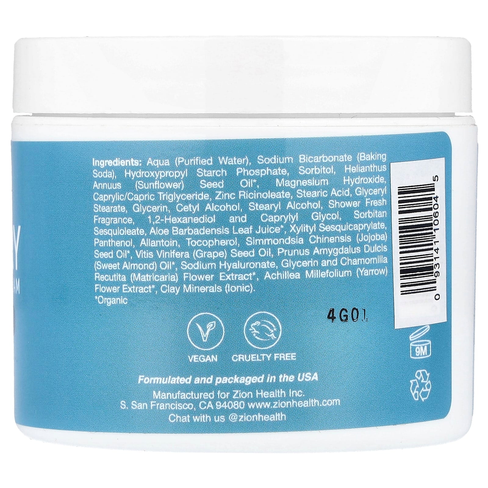 Zion Health, ClayDry Deodorant Cream, Shower Fresh, 4 oz (113 g) - Image 2