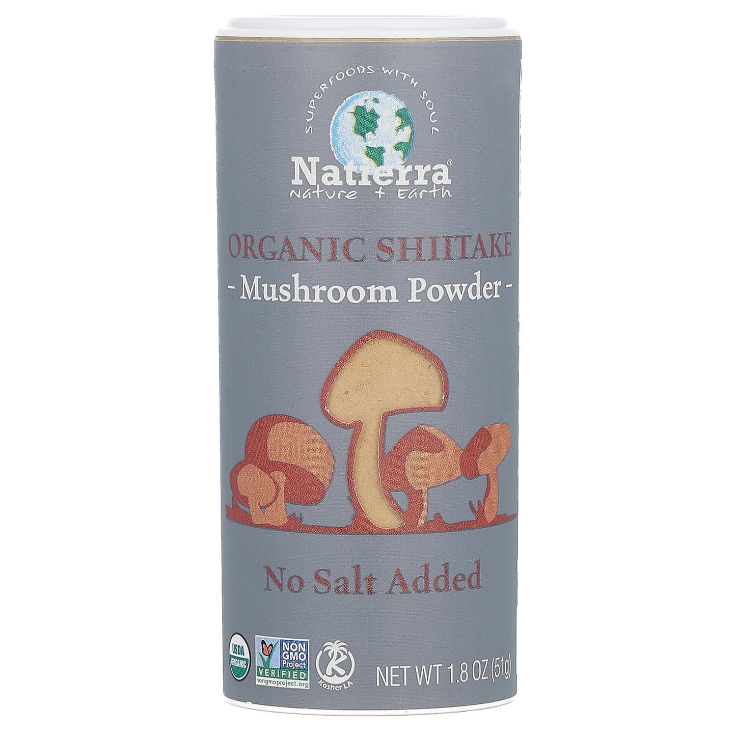 Natierra, Organic Shiitake Mushroom Powder Shaker, 1.8 oz (51 g) - Image 1