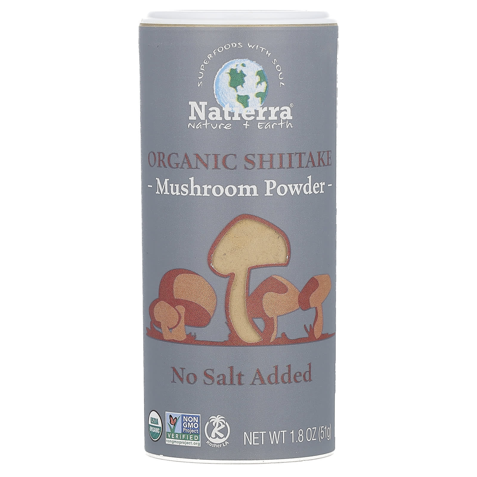 Natierra, Organic Shiitake Mushroom Powder Shaker, 1.8 oz (51 g) - Image 1