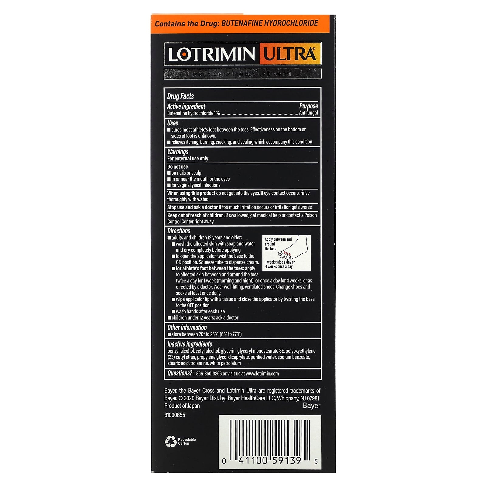 Lotrimin, Ultra Athlete's Foot Cream with No Touch Applicator, 0.7 oz (20 g) - Image 2