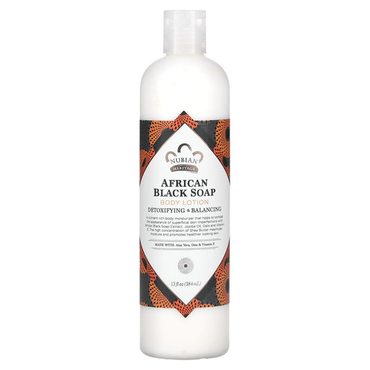 Nubian Heritage, Body Lotion, African Black Soap, 13 fl oz (384 ml) - Image 1