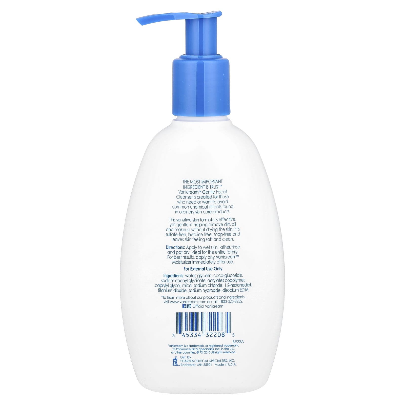 Vanicream, Gentle Facial Cleanser, For Sensitive Skin, Fragrance Free, 8 fl oz (237 ml) - Image 2