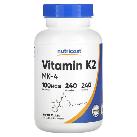 Nutricost, Vitamin K2, 100 mcg, 240 Capsules - Image 1