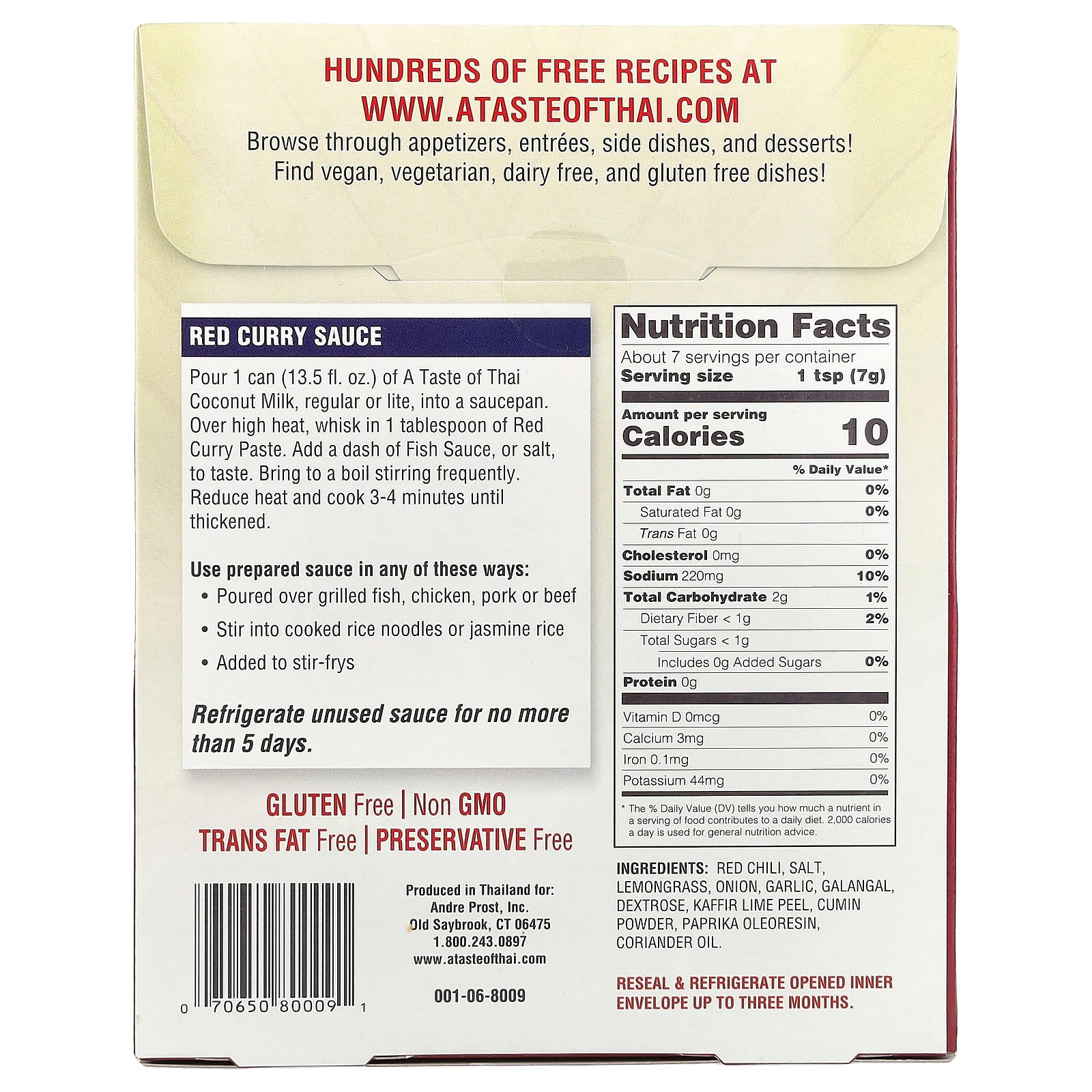 Authentic Thai Red Curry Paste by A Taste of Thai, 1.75 oz - Image 2