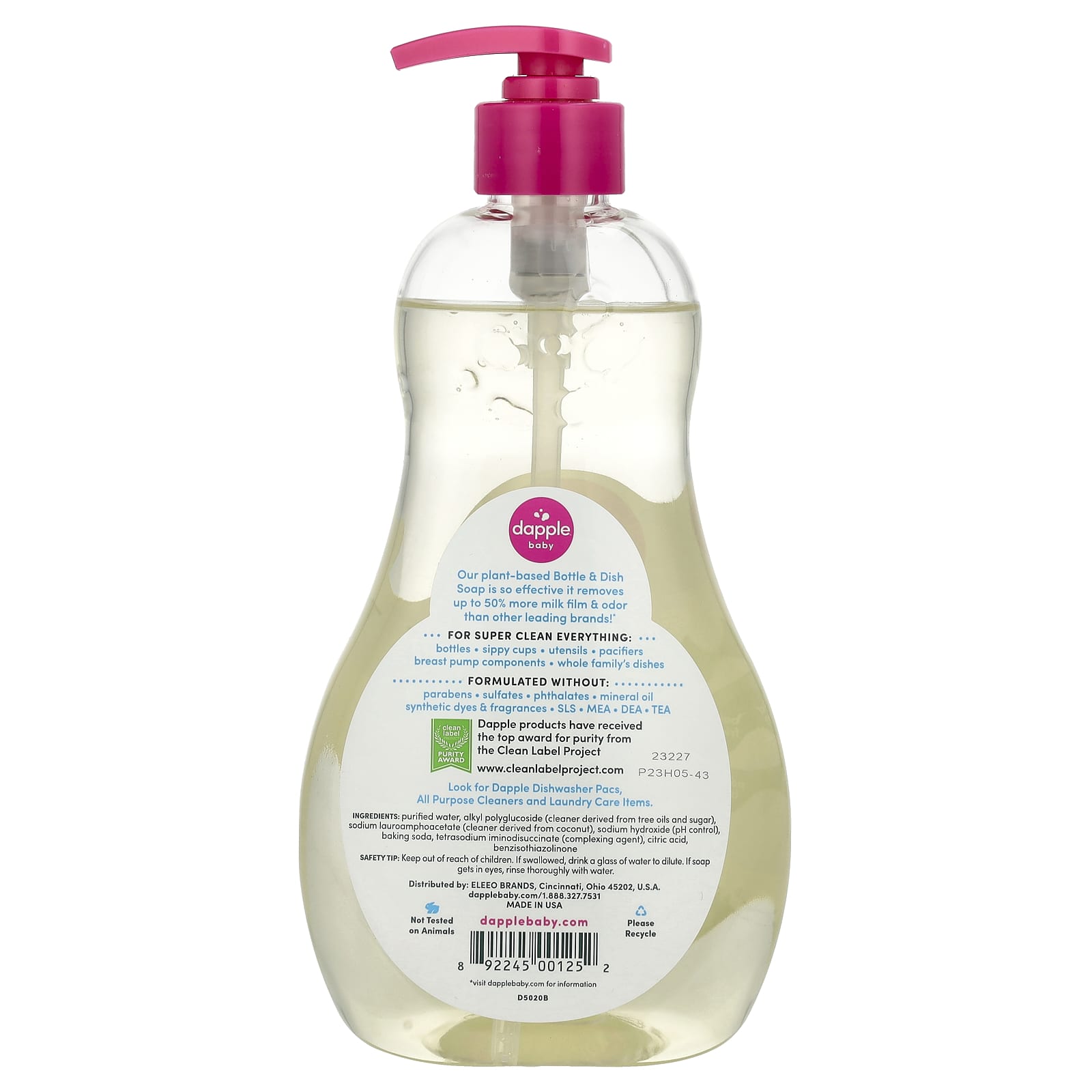 Dapple Baby Fragrance-Free Plant-Based Bottle & Dish Soap - Image 2