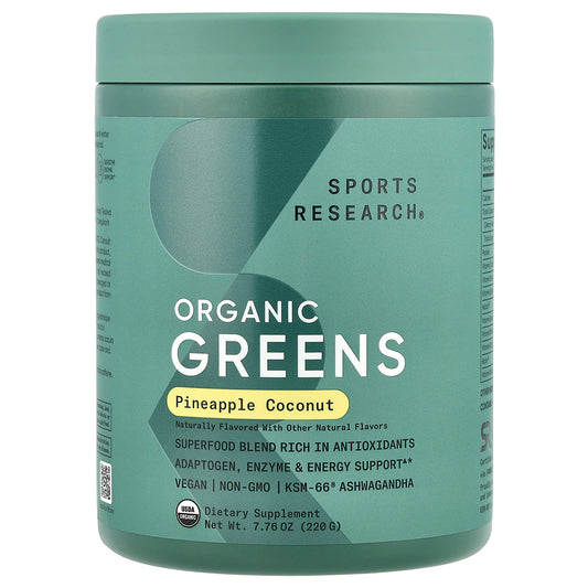 Sports Research, Greens Organic, Pineapple Coconut, 7.76 oz (220 g) - Image 1