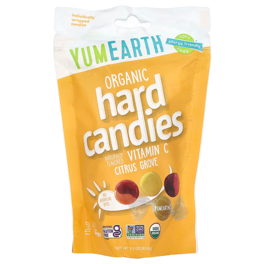 YumEarth, Organic Hard Candies, Vitamin C, Citrus Grove, 3.3 oz (93.6 g) - Image 1