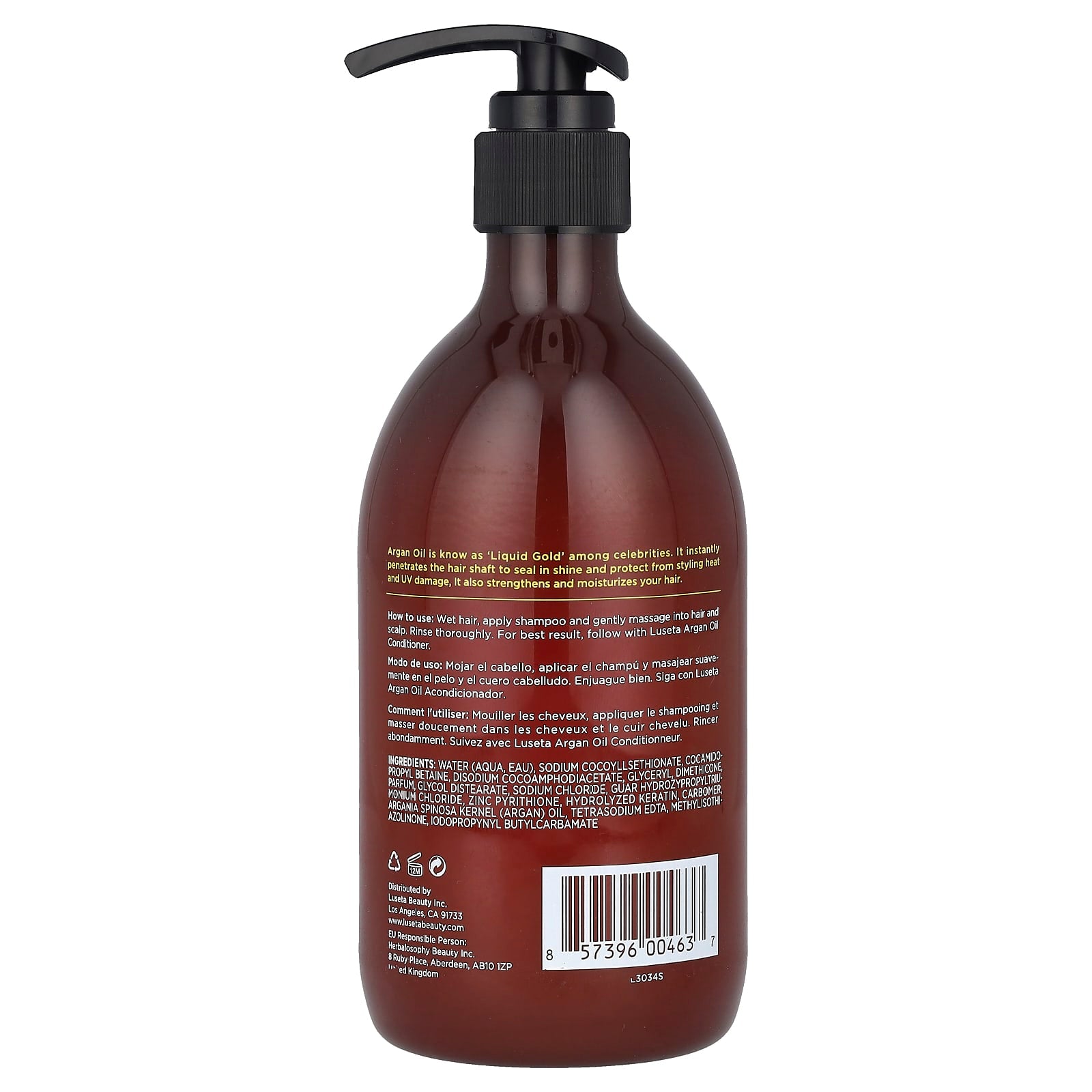 Luseta Beauty, Argan Oil Shampoo, 16.9 fl oz (500 ml) - Image 2