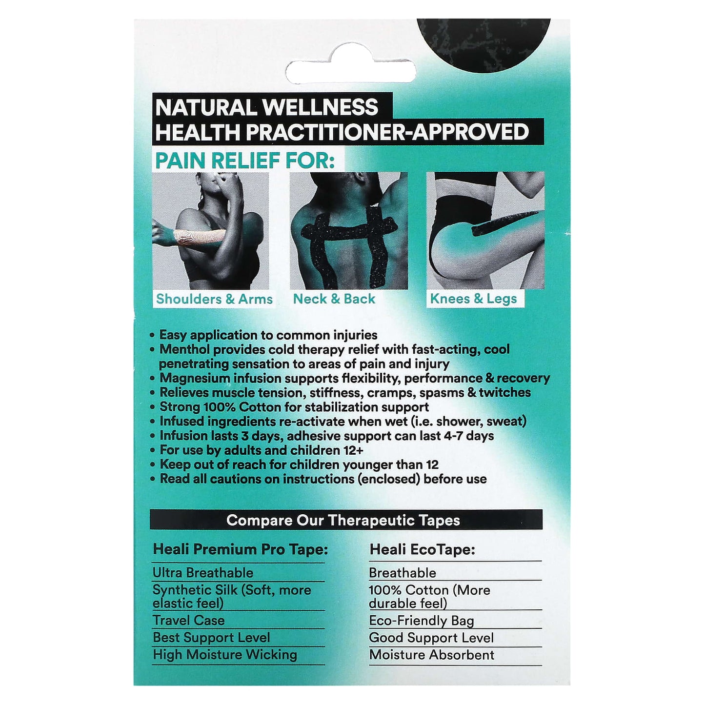 Natural Pain Relief & Injury Support - 20 Pre-Cut Kinesiology Tape Strips - Image 2