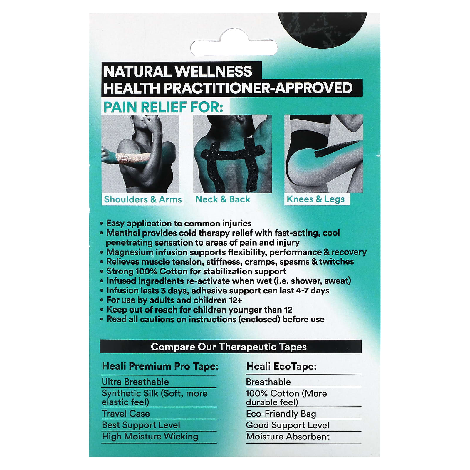 Natural Pain Relief & Injury Support - 20 Pre-Cut Kinesiology Tape Strips - Image 2